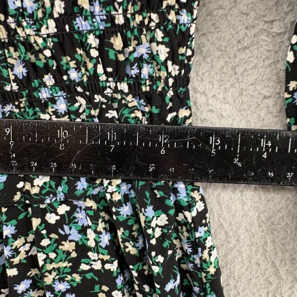 Madewell Smocked Long-Sleeve Mini Dress in Meadow Ditsy Black - Size 4 - Picture 7 of 13